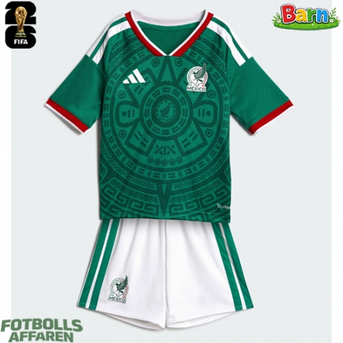 Mexiko Hemmaställ Barn VM 2026 Kortärmad (+ Korta byxor)